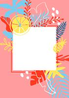 Sommergrußkartenschablone mit tropischen Blättern auf Hintergrund und Platz für Text. Vektor-Illustration Vorlage vektor