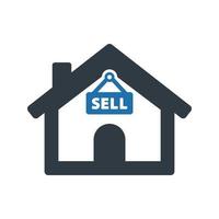 Immobilien verkaufen Symbol auf weißem Hintergrund vektor