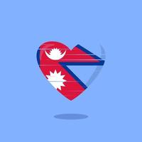 nepal flag geformte liebesillustration vektor