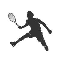 Silhouette eines Mannes mit einem Tennisschläger vektor