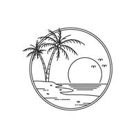 Logo-Design-Sonnenuntergang auf der tropischen Insel vektor