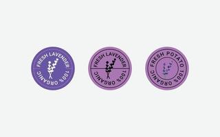 lavendel stämpel design set. stämpel logotyp samling. lavendel stämpel märke etikett design set. element för design, reklam, förpackning av lavendelprodukter vektor