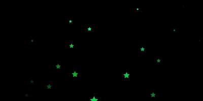 dunkelblauer, grüner Vektorhintergrund mit kleinen und großen Sternen. vektor