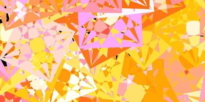 ljusrosa, gul vektorbakgrund med trianglar, linjer. vektor