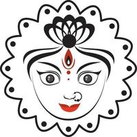 Gesicht der indischen Göttin auf weißem Hintergrund vektor