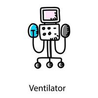 medizinische Geräte, Vantilator im Doodle-Stil-Symbol vektor