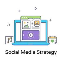 Social-Media-Strategie-Symbol im flachen Design vektor