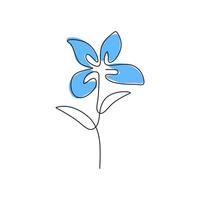 en sammanhängande enkel rad iris vårblomma med blå färg vektor