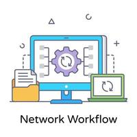 Netzwerk-Workflow flaches konzeptionelles Symbol, editierbarer Vektor