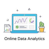 en trendig platt konturvektor för onlinedataanalys vektor