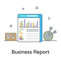 affärsdata på webbsidan, affärsrapportikon i platt konturstil vektor