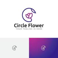 Schönheitskreis Blume Blumenflorist Monoline-Logo-Vorlage vektor