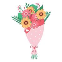 en bukett blommor. grattis på födelsedagen, alla hjärtans dag och internationella kvinnodagen. vektor