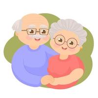 lyckliga äldre par i kärlek. håller hand med anbud. vektor