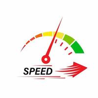 Höchstgeschwindigkeit, Vektor-Logo für Rennveranstaltungen, mit den Hauptelementen eines modifizierten Tachometers. vektor