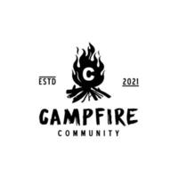 Lagerfeuer Lagerfeuer Flamme Buchstabe c Logo-Design vektor