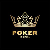 guld kung krona för poker logotyp med ess vektor