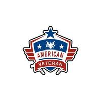 amerikansk flagga emblem vingar logotyp design vektor