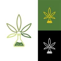 Marihuana- oder Cannabis-Logo und Laborglas vektor