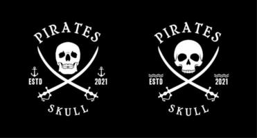 enkel piratskallelogotyp med inspiration för design av korsade svärd vektor