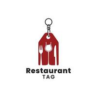 Gabel, Weinglas, Löffel und Preisetikett für Restaurantlogo-Design-Inspiration vektor