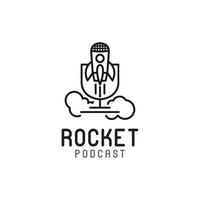 mic raket mikrofon konferens podcast radio logotyp design vektor
