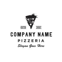 vintage retro italienische pizzascheiben pizzeria initial c logo design inspiration vektor