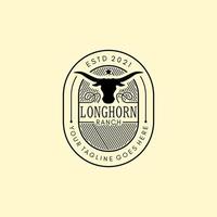 Vintage retro American Buffalo Long Horn Logo Farm Ranch Design Inspiration vektor
