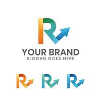 modern färg bokstav r med pil företagslogotyp för ditt varumärke, leverans, transport, logistik, resor, turné vektor