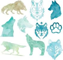 wolf pack akvarell vektor vilda djur