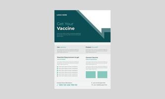 covid-impfflyer, informativer flyer zur coronavirus-impfung, geimpftes werbeplakat, design von medizinischen flyervorlagen. vektor