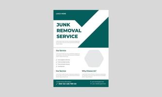 Junk-Entsorgungs-Flyer-Vorlage, Hof-Junk-Müll-Entsorgungs-Flyer-Plakat-Broschüren-Design, Abfallentsorgungs-Plakat-Broschüren-Vorlage. vektor