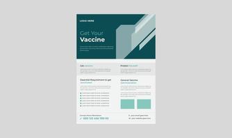 covid-impfflyer, informativer flyer zur coronavirus-impfung, geimpftes werbeplakat, design von medizinischen flyervorlagen. vektor