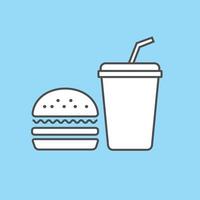 Burger und Soda auf blauem Hintergrund vektor