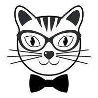 illustration av en söt nosparti av en katt med glasögon och en rosett vektor