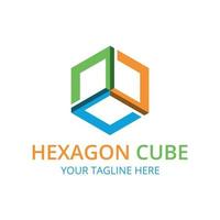 färgglada hexagon kub logotyp vektor