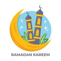 ramadan kareem hälsningskoncept med moské och måneillustration vektor