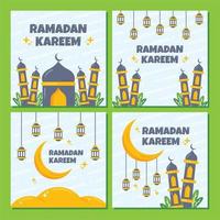 Sammlung von flachen Ramadan-Instagram-Posts vektor