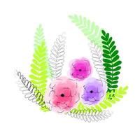 vektor illustration akvarell rosa blommor på vit bakgrund
