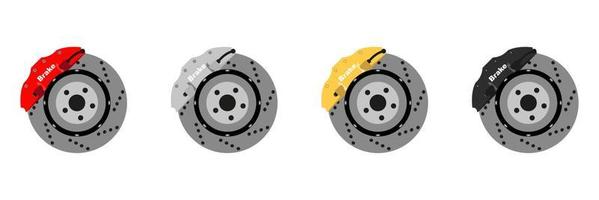 set med skivbromsrotor. bildelar illustration i platt design vektor