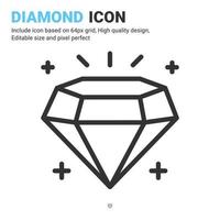 diamant ikon vektor med dispositionsstil isolerad på vit bakgrund. vektor illustration smycken tecken symbol ikon koncept för digitala affärer, finans, industri, företag, appar och projekt