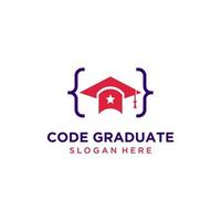 Code-Vektor-Logo-Vorlage mit Programmsymbol lernen. für die Ausbildung geeignet vektor