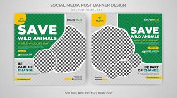 World Wild Life Day Banner Social Media Posts Vorlage kostenloser Download vektor