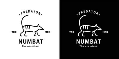 Vintage Retro-Hipster-Numbat-Logo-Vektor-Umriss-Monoline-Kunst-Ikone vektor