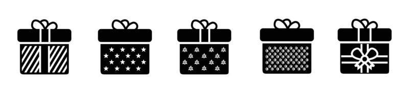 Geschenkbox-Icon-Set isoliert auf weißem Hintergrund. weihnachtsgeschenksammlung vektorillustration. geschenkbox präsentiert silhouetten vektor