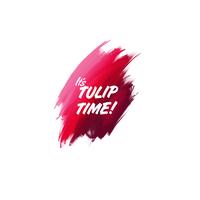 Handgeschriebene Beschriftungspinselphrase Tulip Time mit Aquarellhintergrund vektor