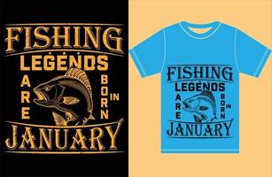 angellegenden werden im januar geboren. Fischen-T-Shirt. Legenden-Shirt. vektor