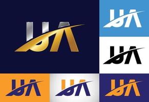 anfänglicher monogrammbuchstabe ua logo design vector. grafisches Alphabetsymbol für Firmenkunden vektor