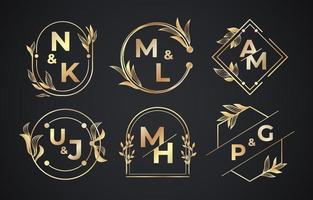 samling uppsättning mall bröllop guld monogram vektor