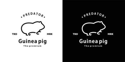 Vintage Retro-Hipster-Meerschweinchen-Logo-Vektor-Umriss-Monoline-Kunst-Ikone
